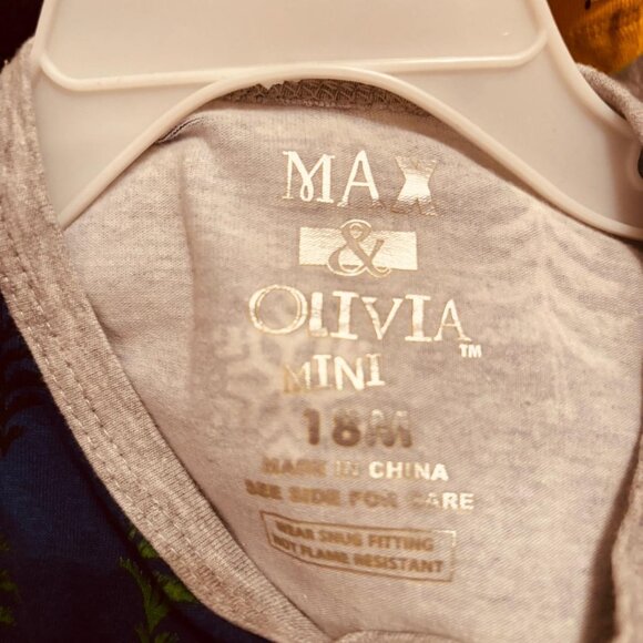 Max & Olivia Mini Baby Footed Sleeper Pajamas Trees Snowflakes Navy 12M - Picture 5 of 9